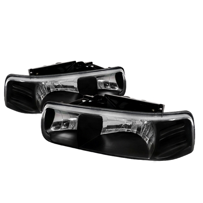 1999 - 2002 Chevy Silverado 1500 Crystal Headlights - Black