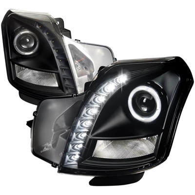 Cadillac Cts V Halogen Model Projector Drl Led Halo Headlights Black